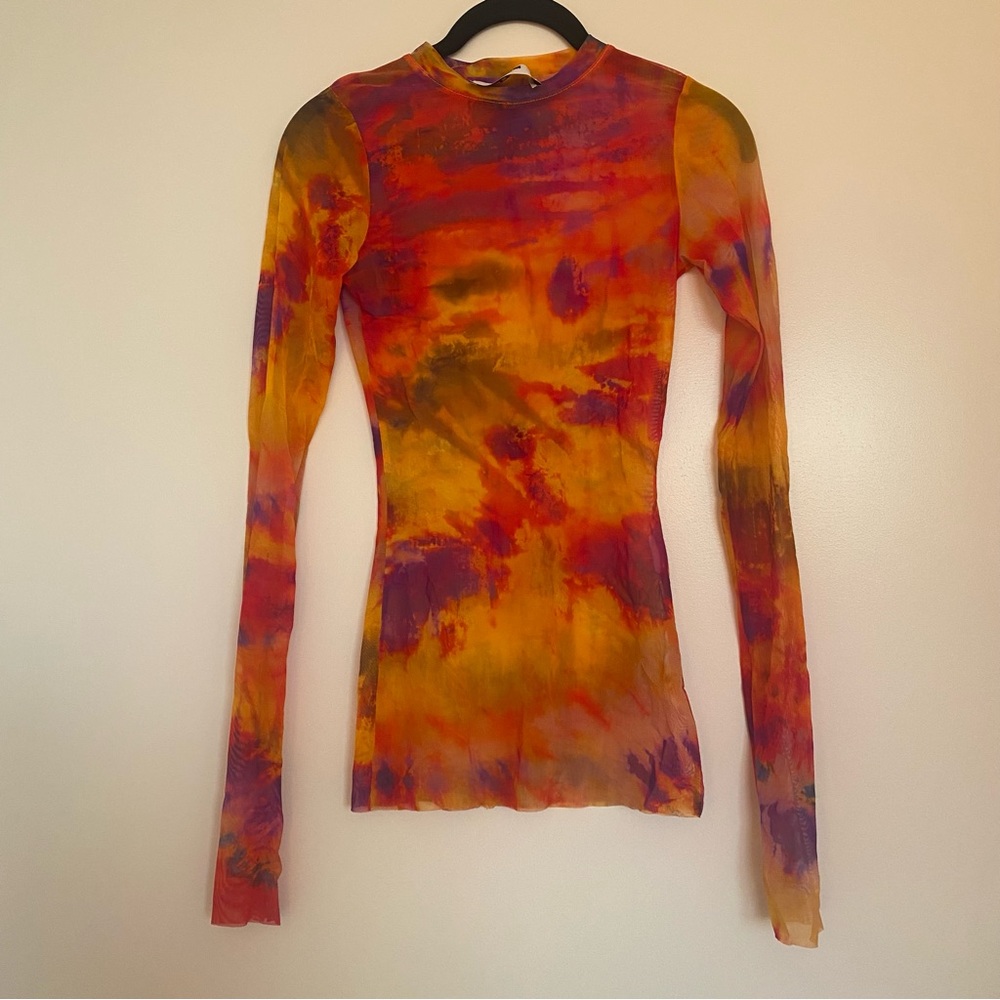 MSGM tie dye long sleeve fitted top